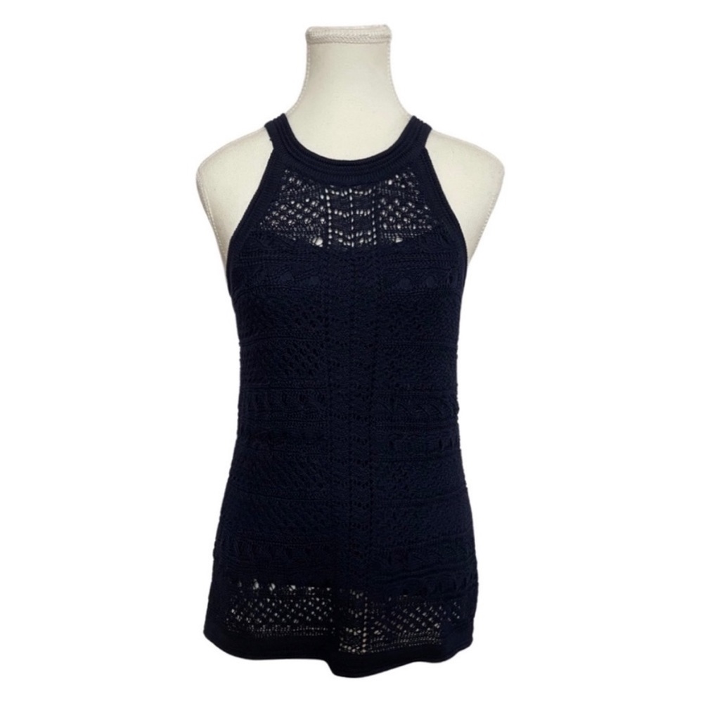 New York & Company crochet navy blue XL top NWT